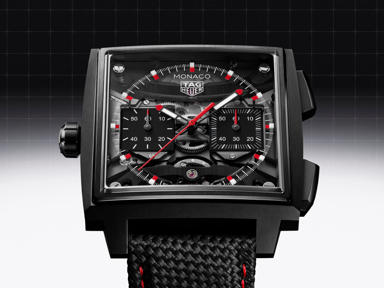 TAG Heuer Monaco Evergraph Automatik Titan DLC-Schwarz 40mm skelettiertes Zifferblatt