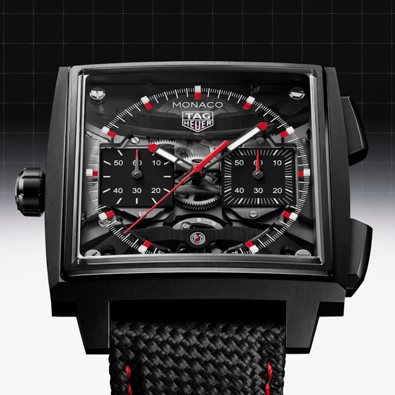 TAG Heuer Monaco Evergraph Automatik Titan DLC-Schwarz 40mm skelettiertes Zifferblatt