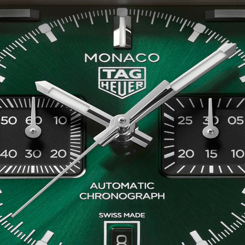 TAG Heuer Monaco Chronograph Automatik Titan 39mm grünes Zifferblatt