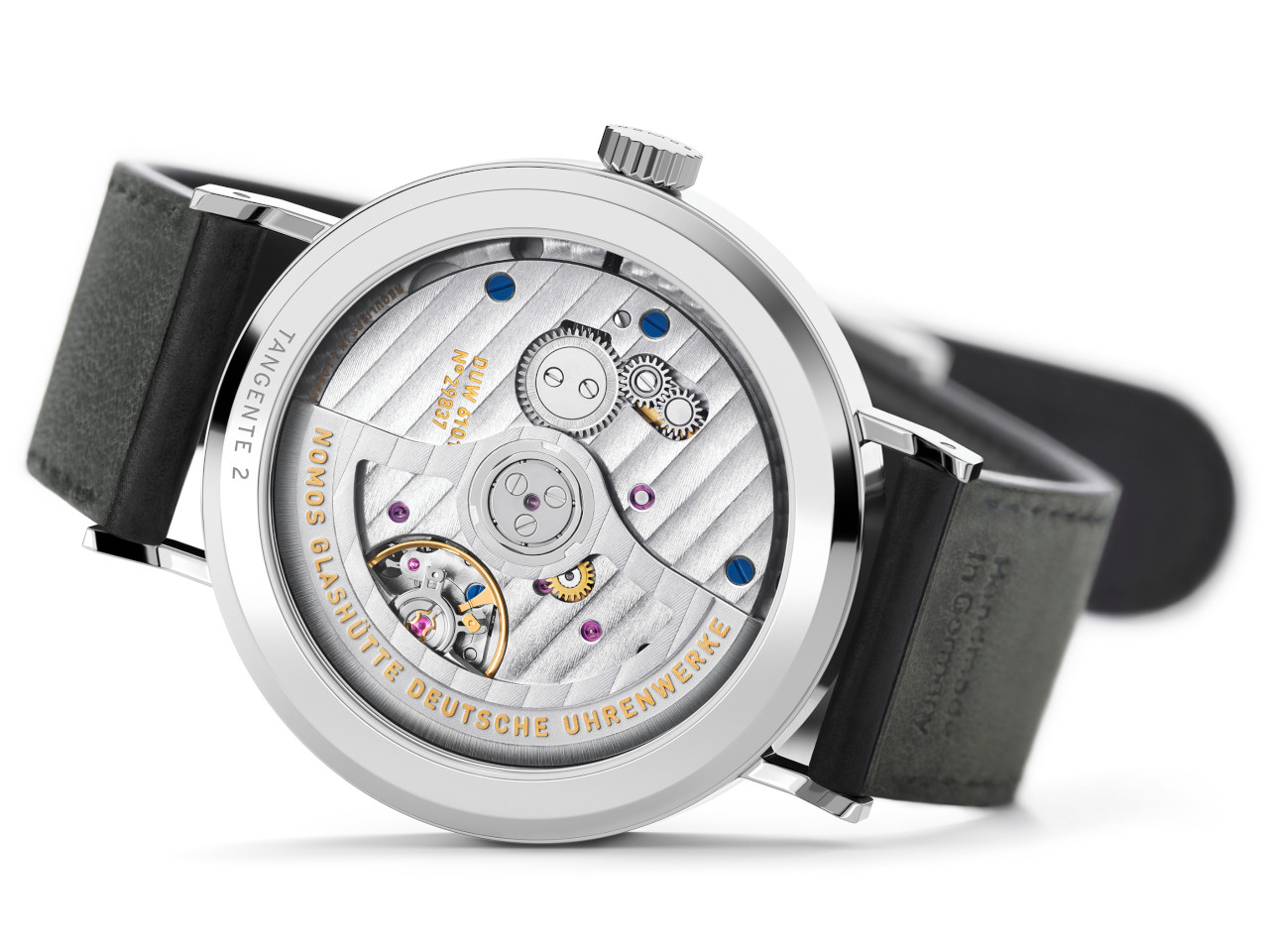 Nomos Glashütte Tangente neomatik 38 Update Waldgrün Automatik Edelstahl 38mm Gehäuseboden