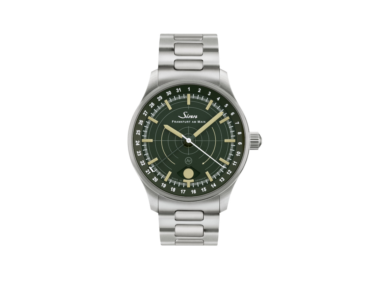 Sinn Spezialuhren 308 Jagduhr Automatik Edelstahl 40mm grünes Zifferblatt Metallband