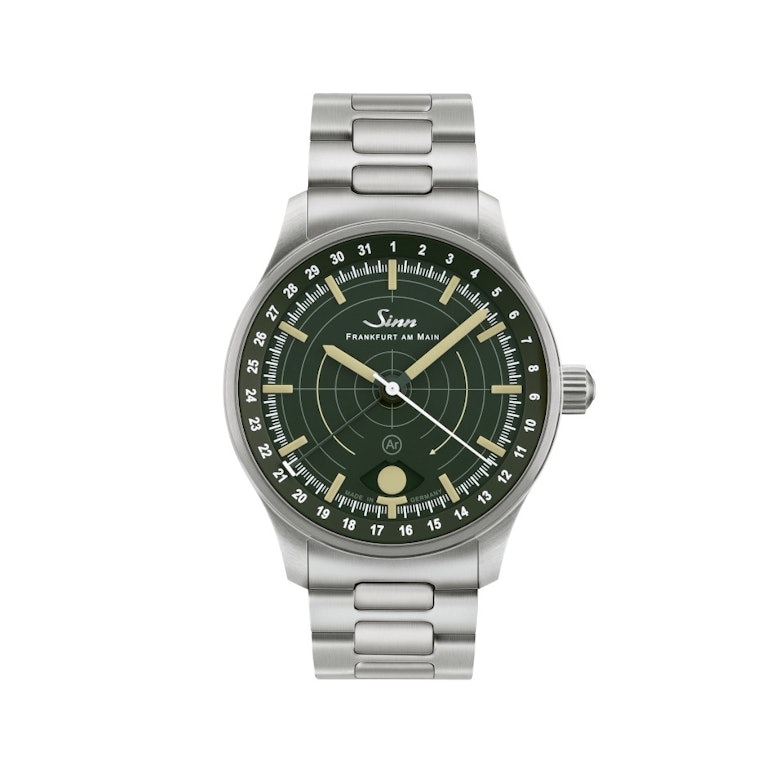 Sinn Spezialuhren 308 Jagduhr Automatik Edelstahl 40mm grünes Zifferblatt Metallband