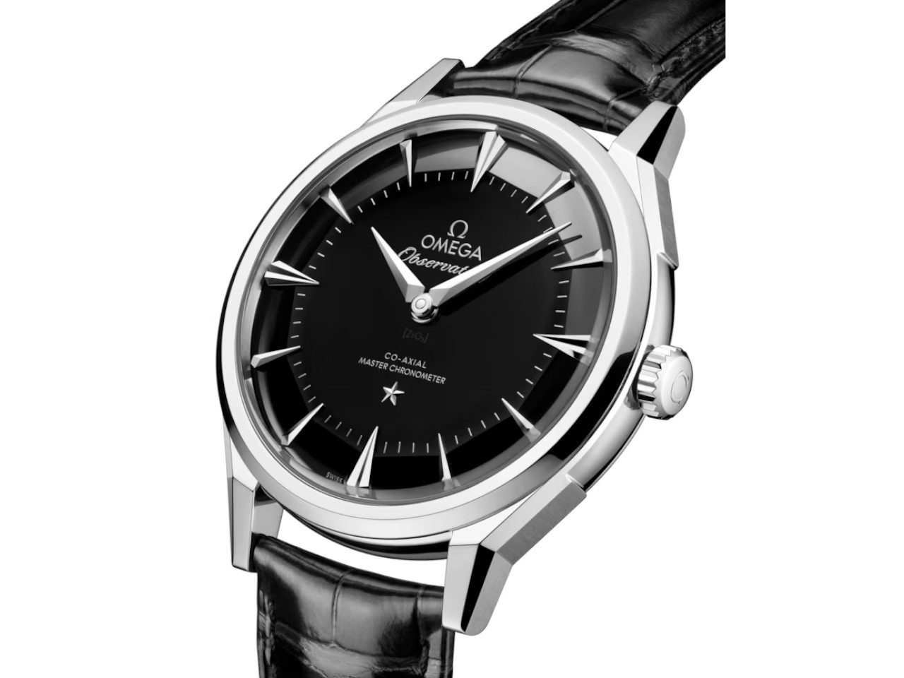 Omega Constellation Observatory Automatik Edelstahl 39mm schwarzes Zifferblatt schwarzes Lederband