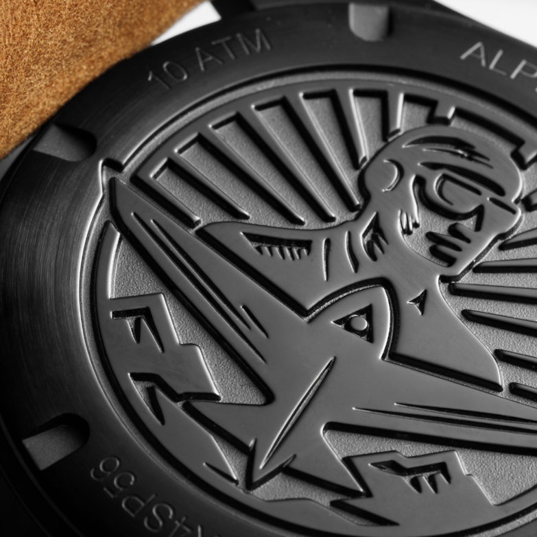 Alpina Startimer Pilot Automatik Edelstahl Schwarz-PVD 40mm Gehäuseboden