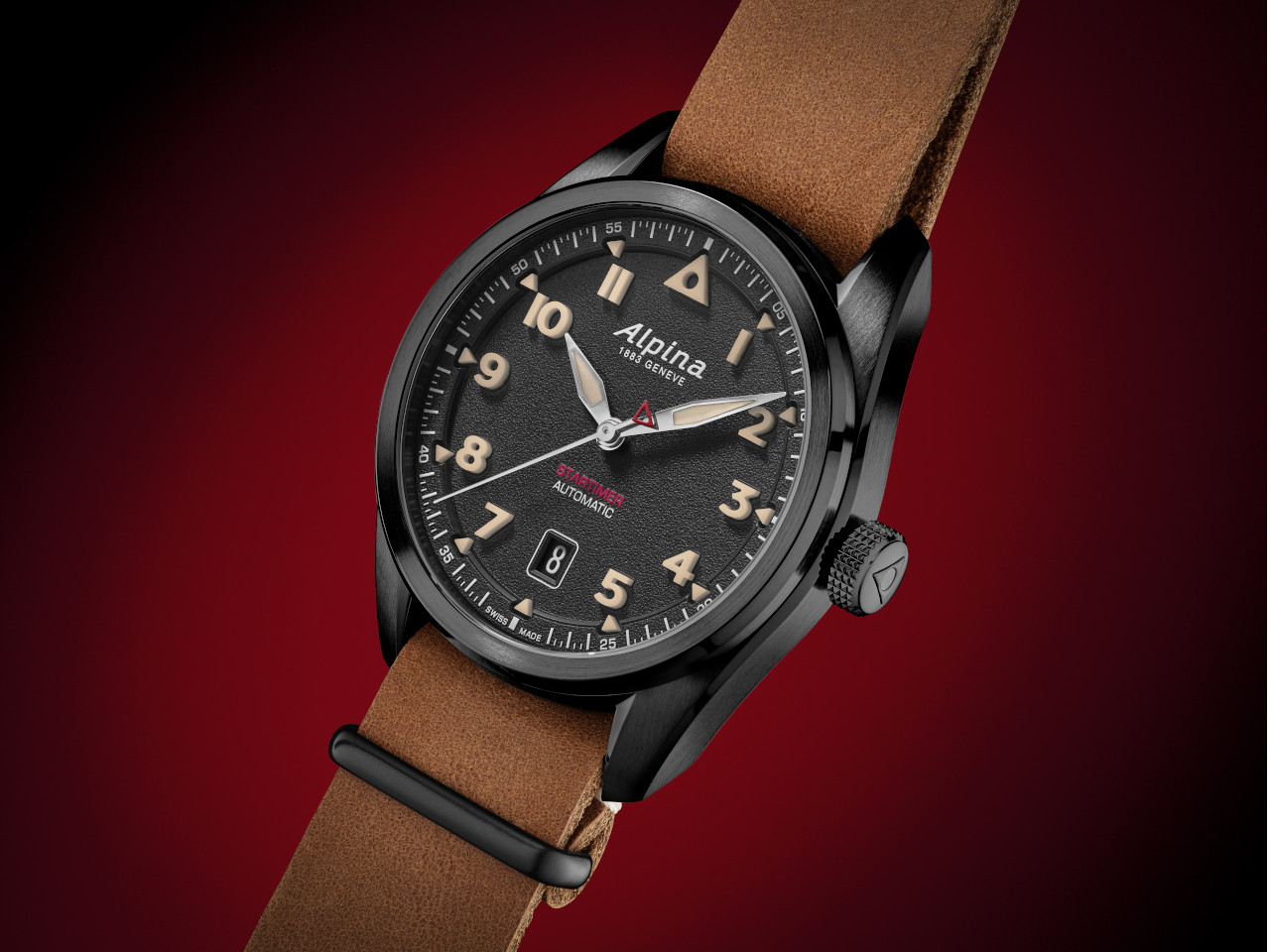 Alpina Startimer Pilot Automatik Edelstahl Schwarz-PVD