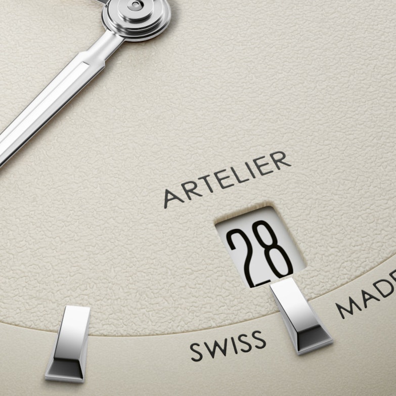 Oris Artelier Date Automatik Edelstahl 38mm weißes Zifferblatt Metallband