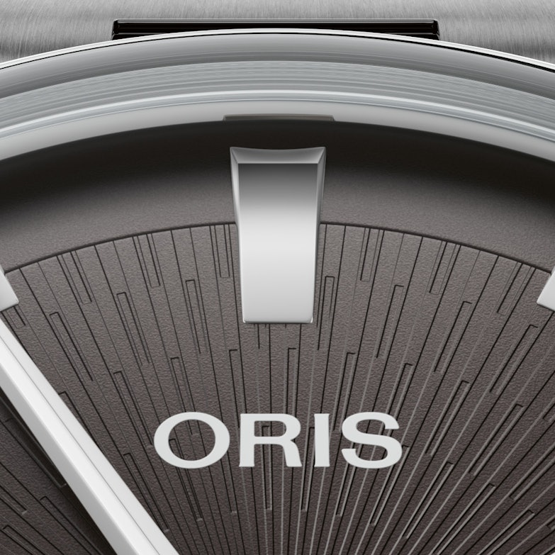 Oris Artelier Date Automatik Edelstahl 38mm schwarzes Zifferblatt braunes Lederband