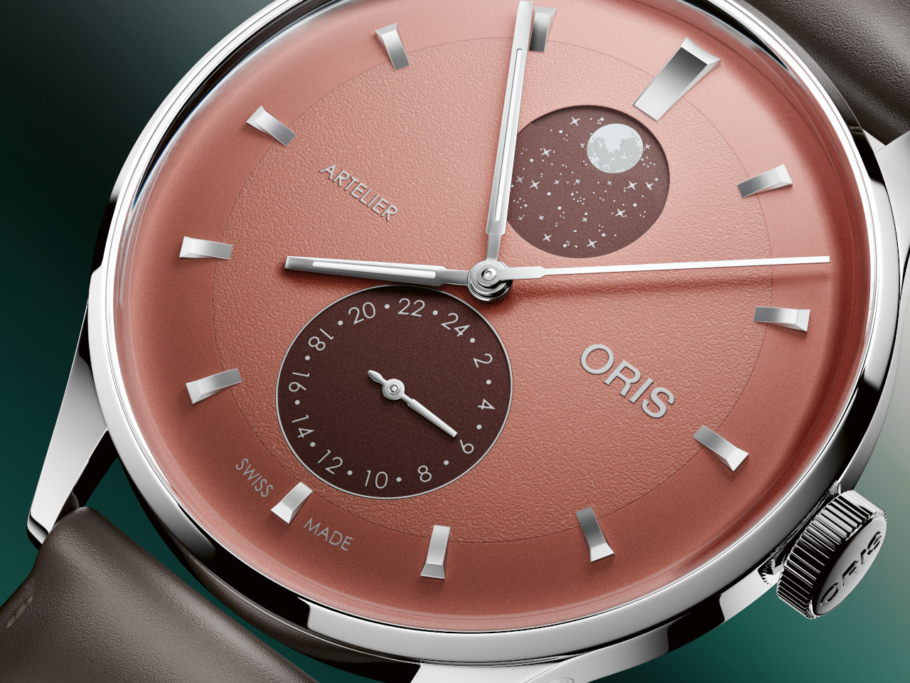 Oris Artelier Complication Automatik Edelstahl 39,5mm braunes Zifferblatt braunes Lederband
