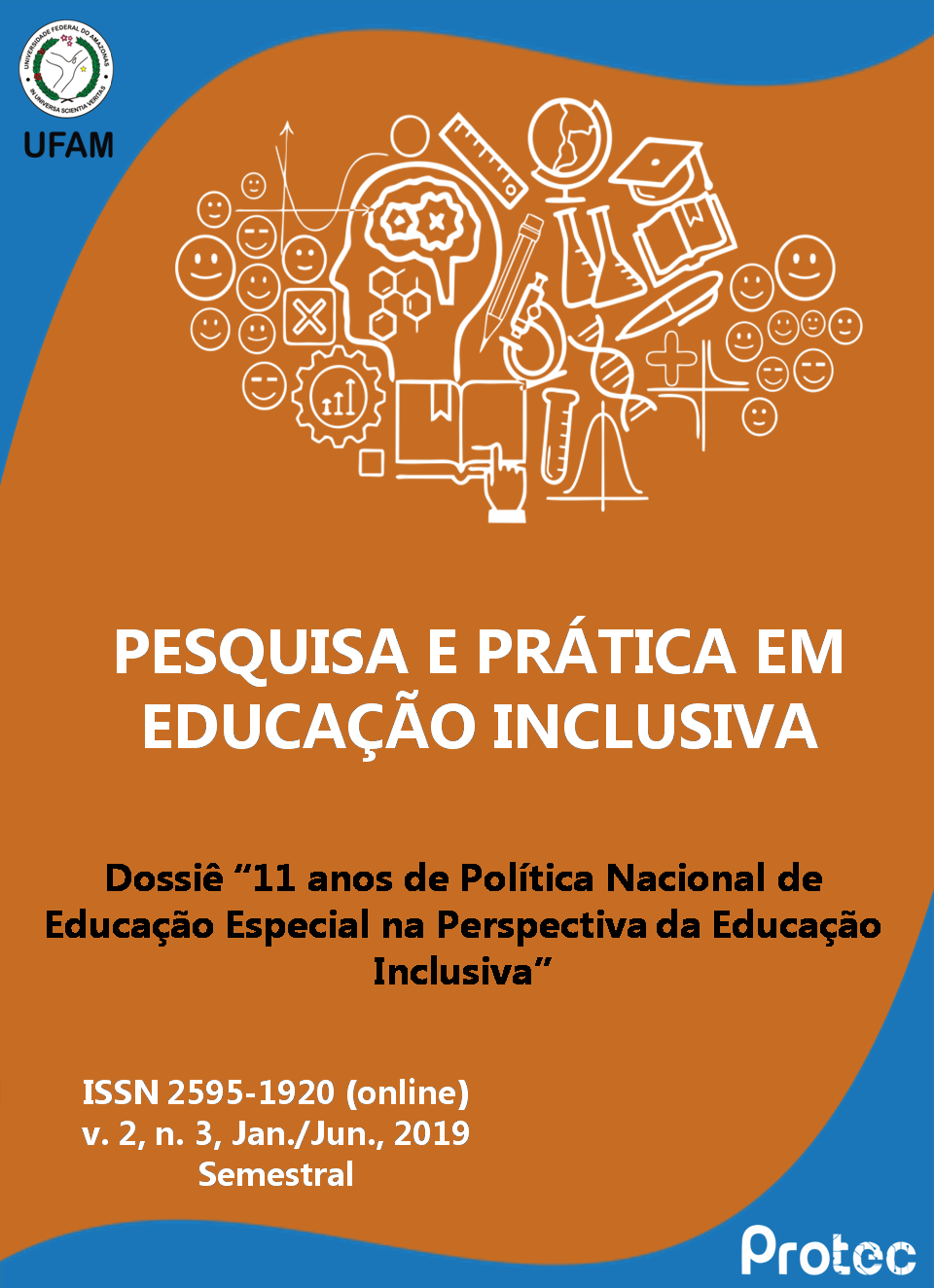 Capa colorida da Revista Pesquisa e Prática em Educação Inclusiva edição do Dossiê "11 anos de Política Nacional de Educação Especial na Perspectiva da Educação Inclusiva".