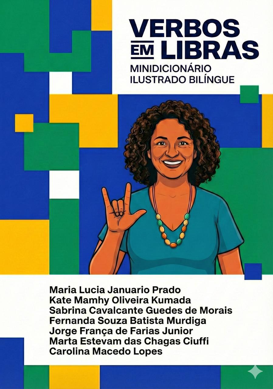 Capa para a publicação Verbos em Libras: minidicionário ilustrado bilíngue