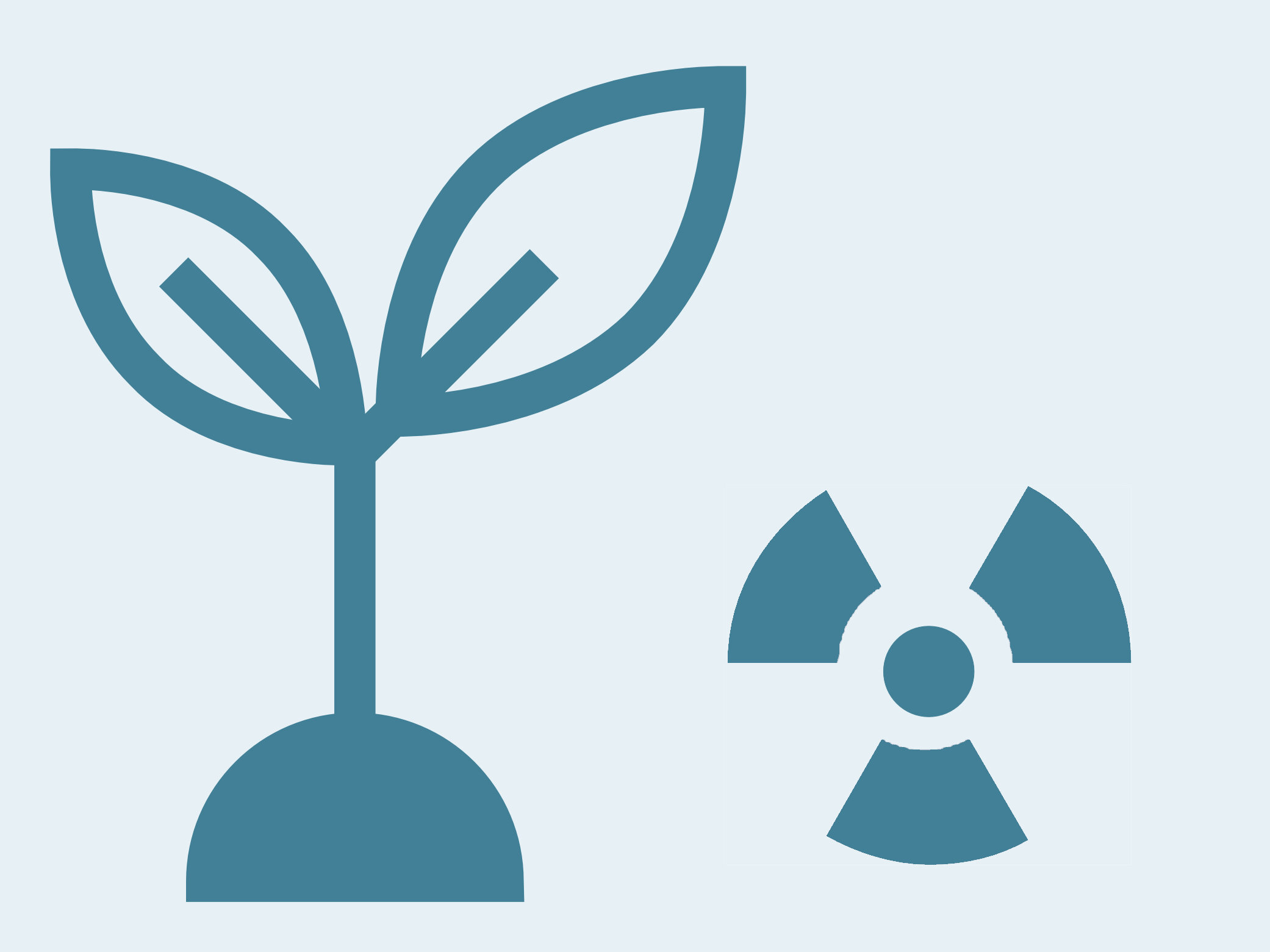 Icon einer Pflanze und ein Symbol für Radioaktivität