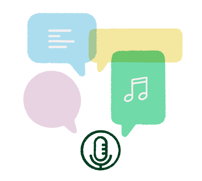 microphone and speech bubbles