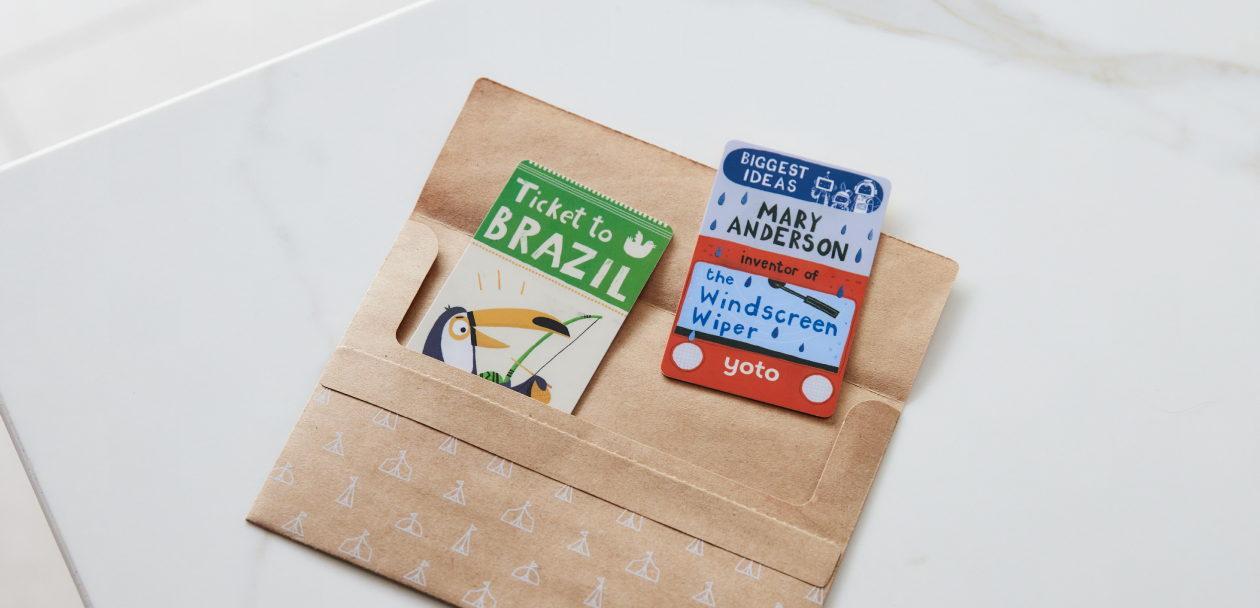 Yoto cards in an envelope