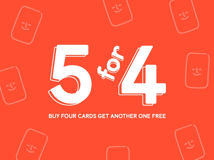Buy four cards, get another one free