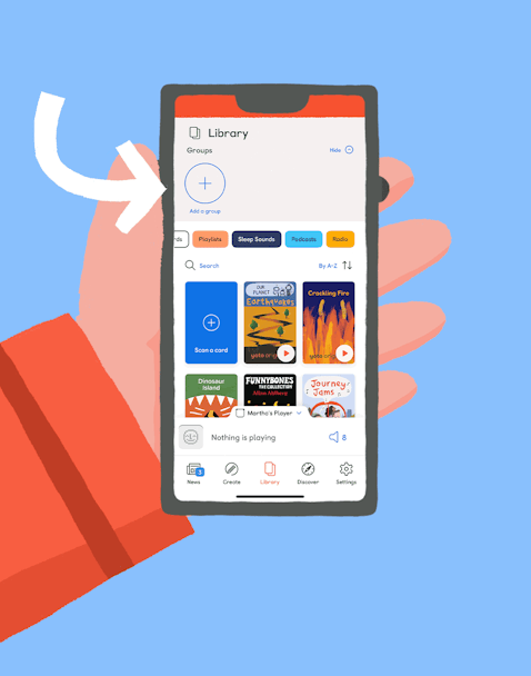 Gif of making Groups in the Yoto App