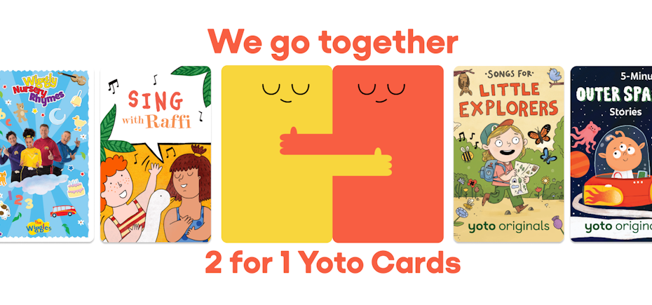 2 for 1 on selected Yoto Cards. Pick any two, and the cheapest one's free. For a limited time.