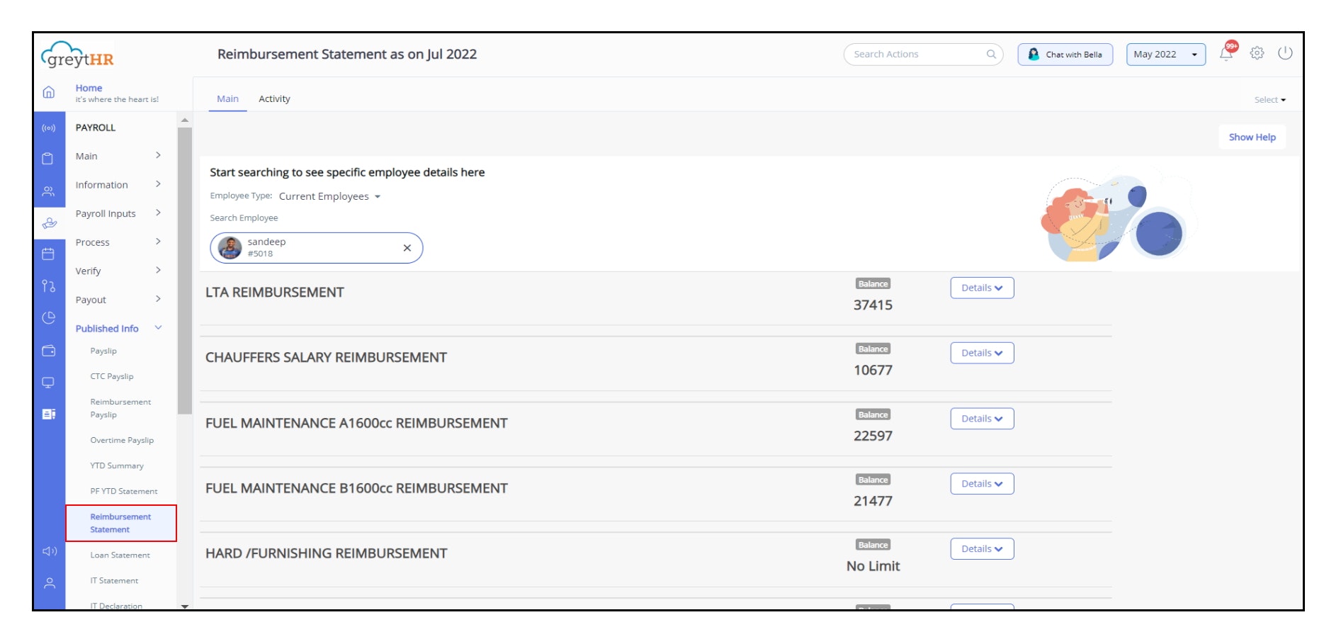 View employee’s reimbursement statement