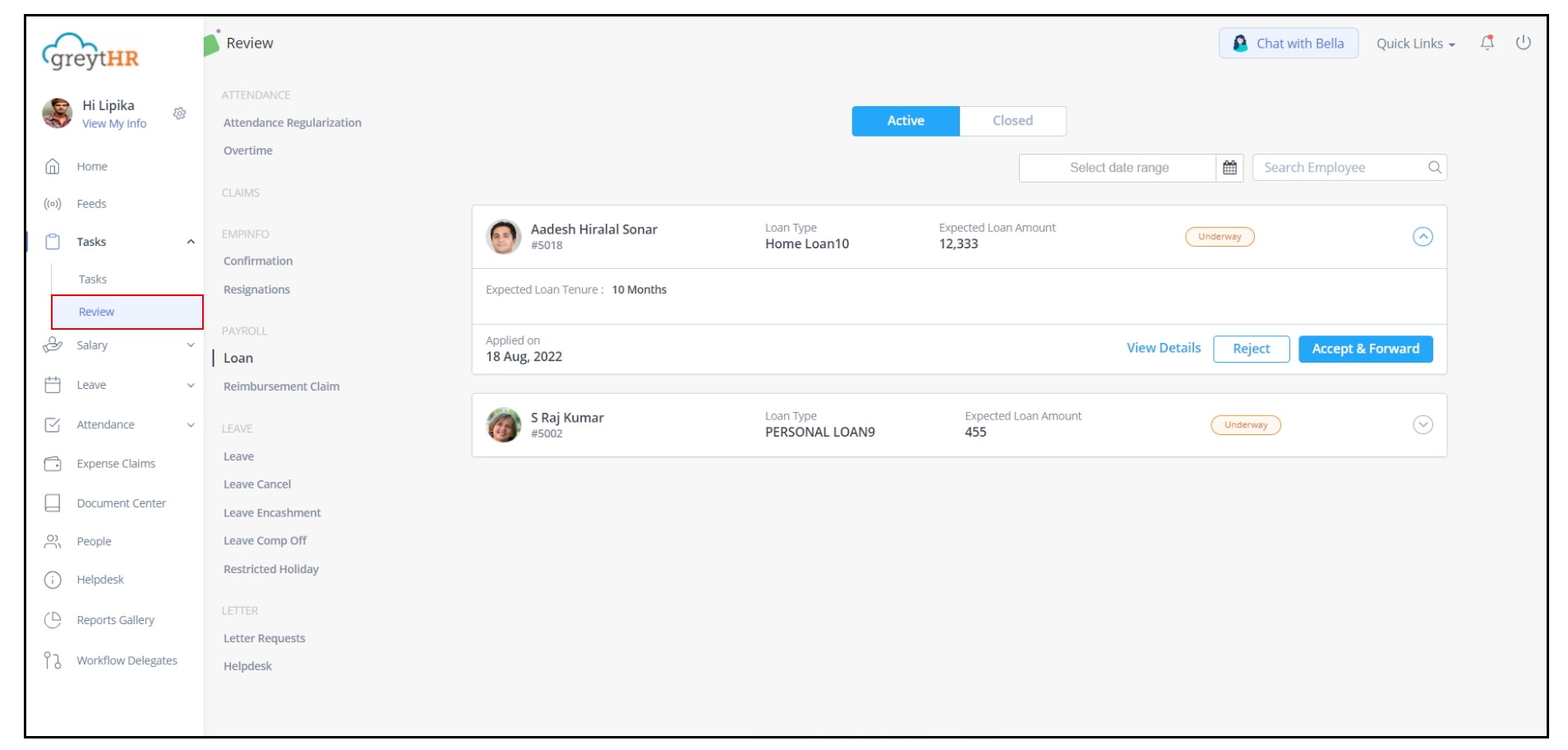 Review workflow requests