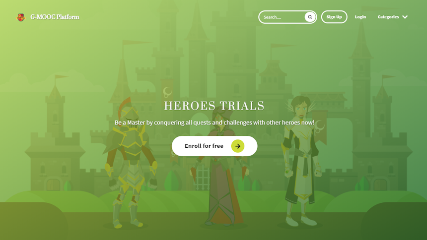 Hero section - homepage showing a button to enroll for free