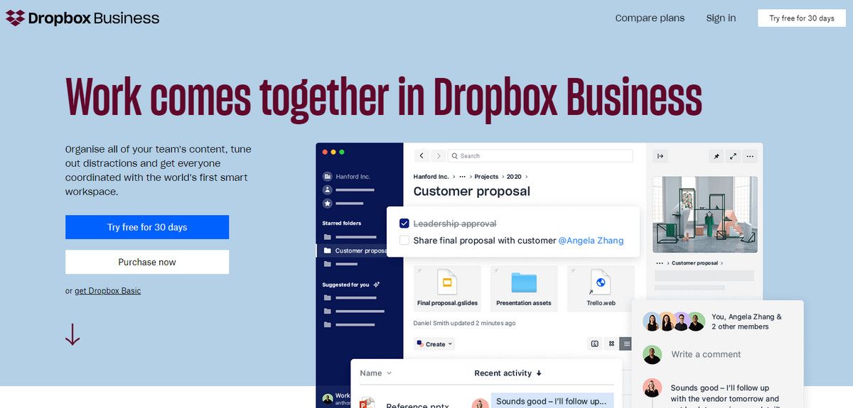 Dropbox Marketing Website