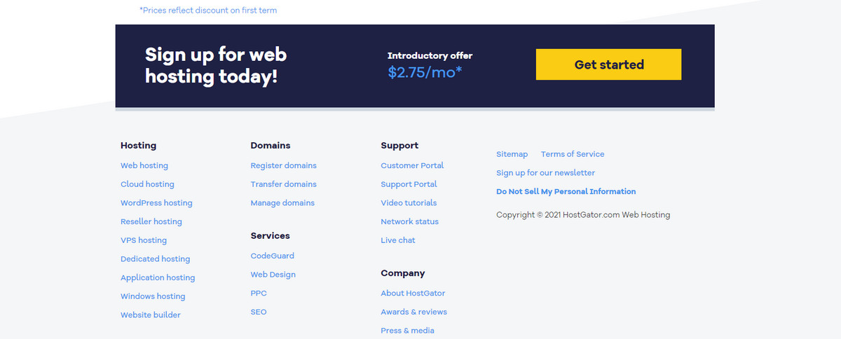 Footer Design from Hostgator