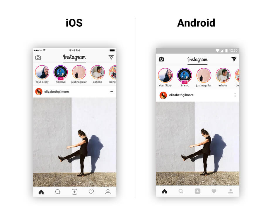 instagram ios vs instagram android