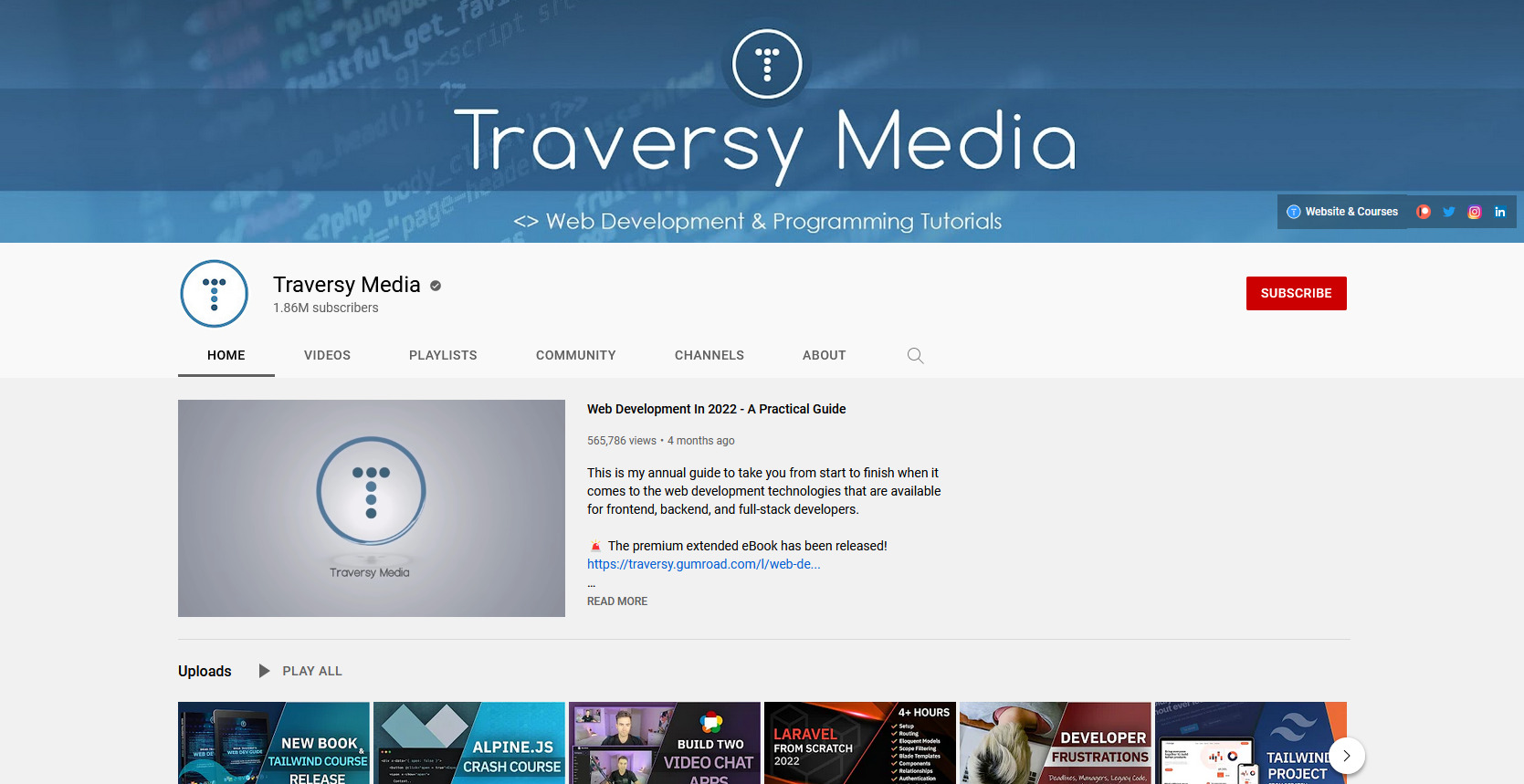 Traversy Media Youtube Channel
