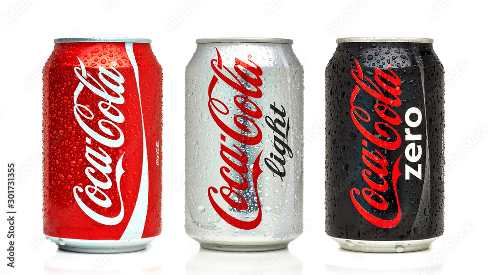 Three Coca-cola cans