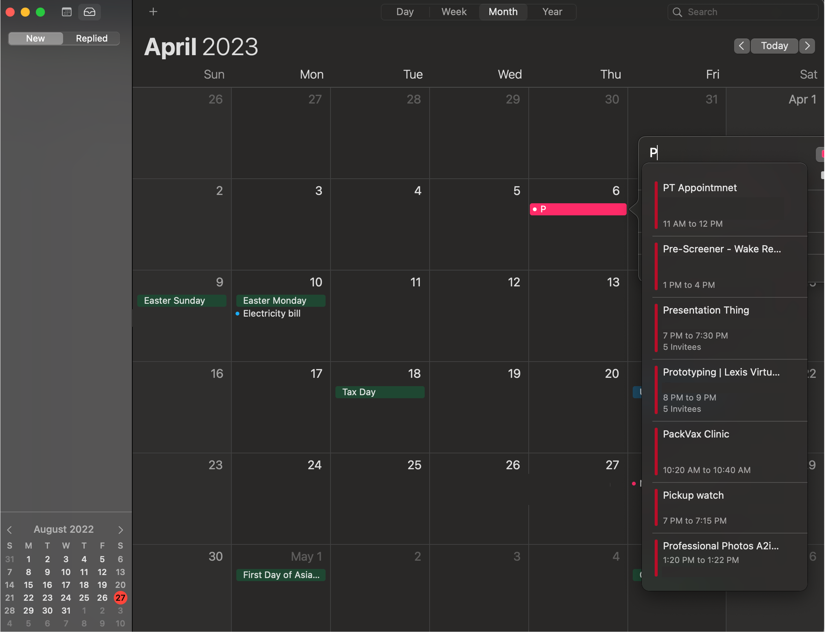 Anticipated Future Events in iOS Calendar