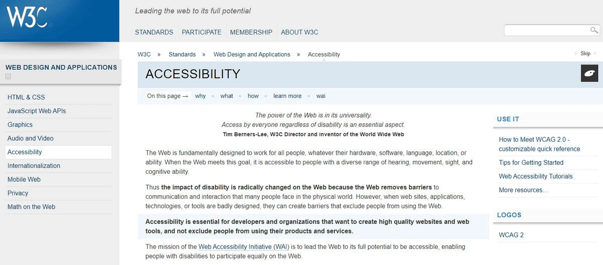 Accessibility by W3C