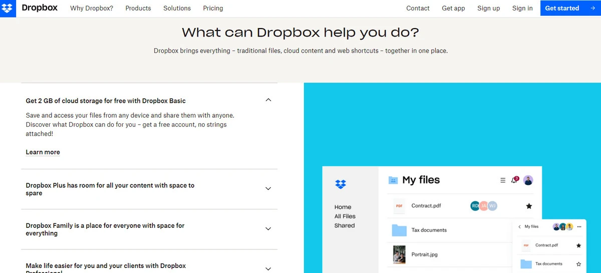 Dropbox Responsive Website
