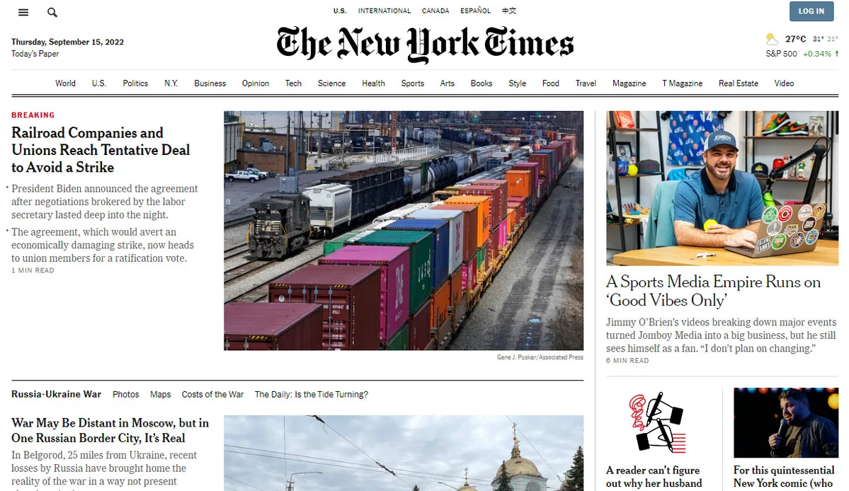 NYTimes Responsive Website