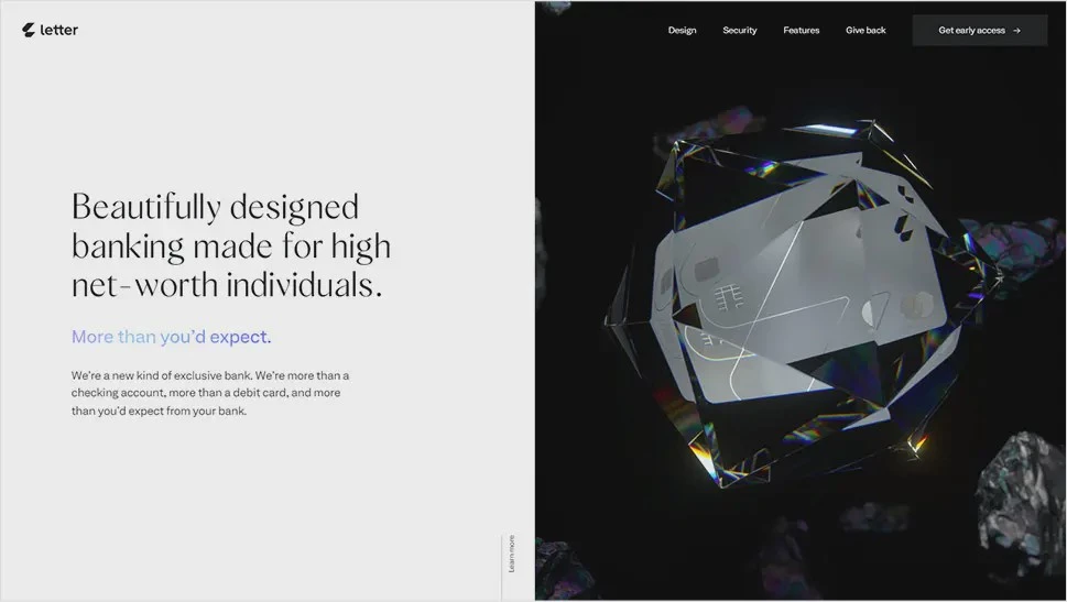 Letter: A Financial Service Website Using Split-Screen Layout