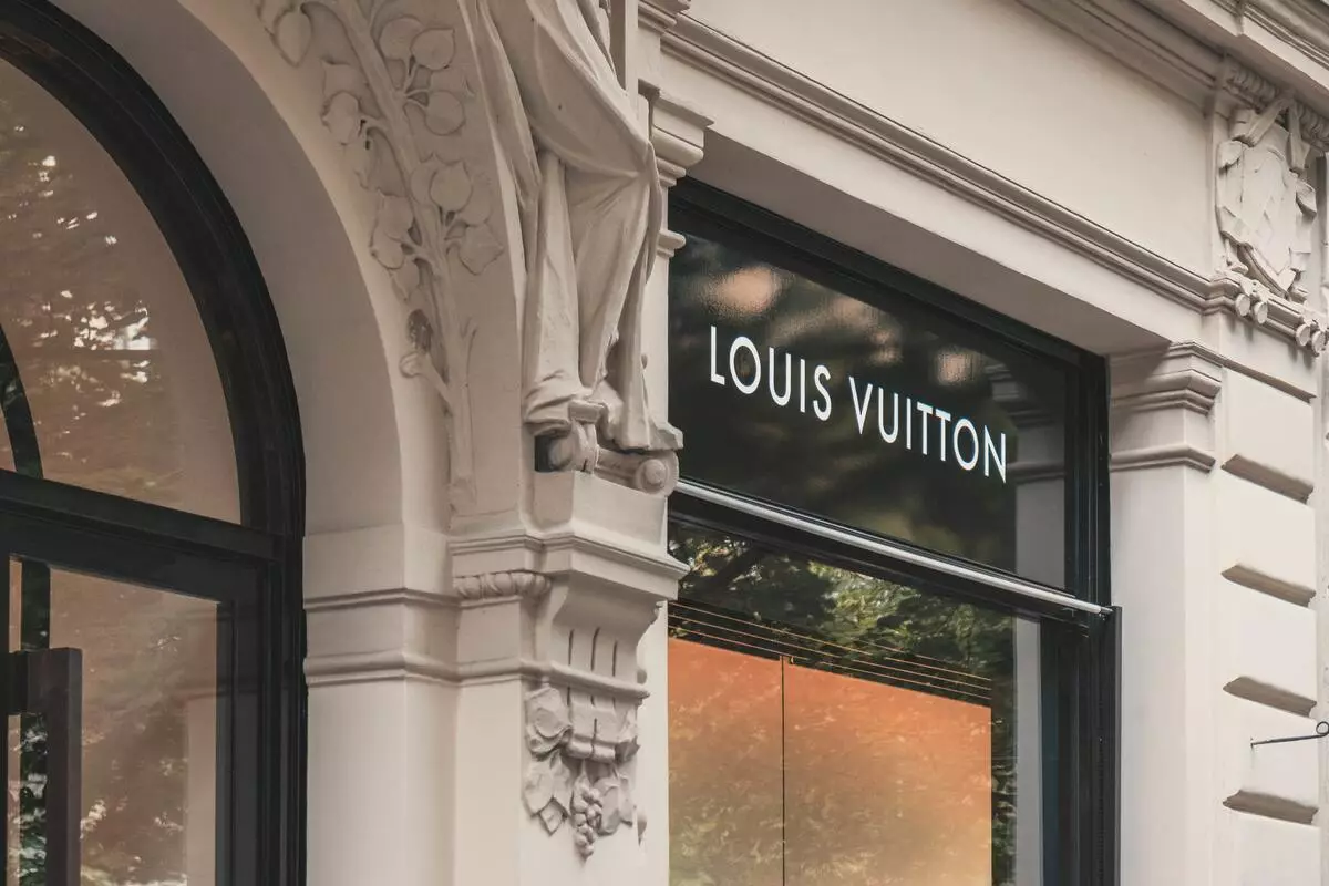 Louis Vuitton’s storefront logo in white