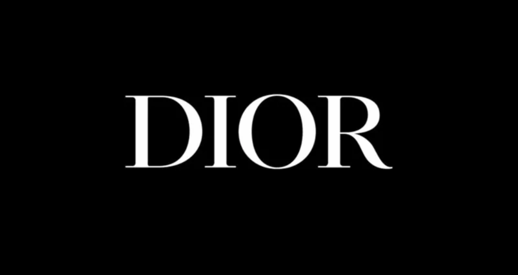 Dior in white text against a black background
