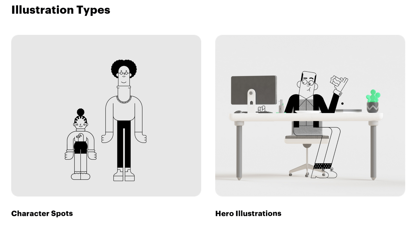 Cartoon characters of a child, a woman, and a man