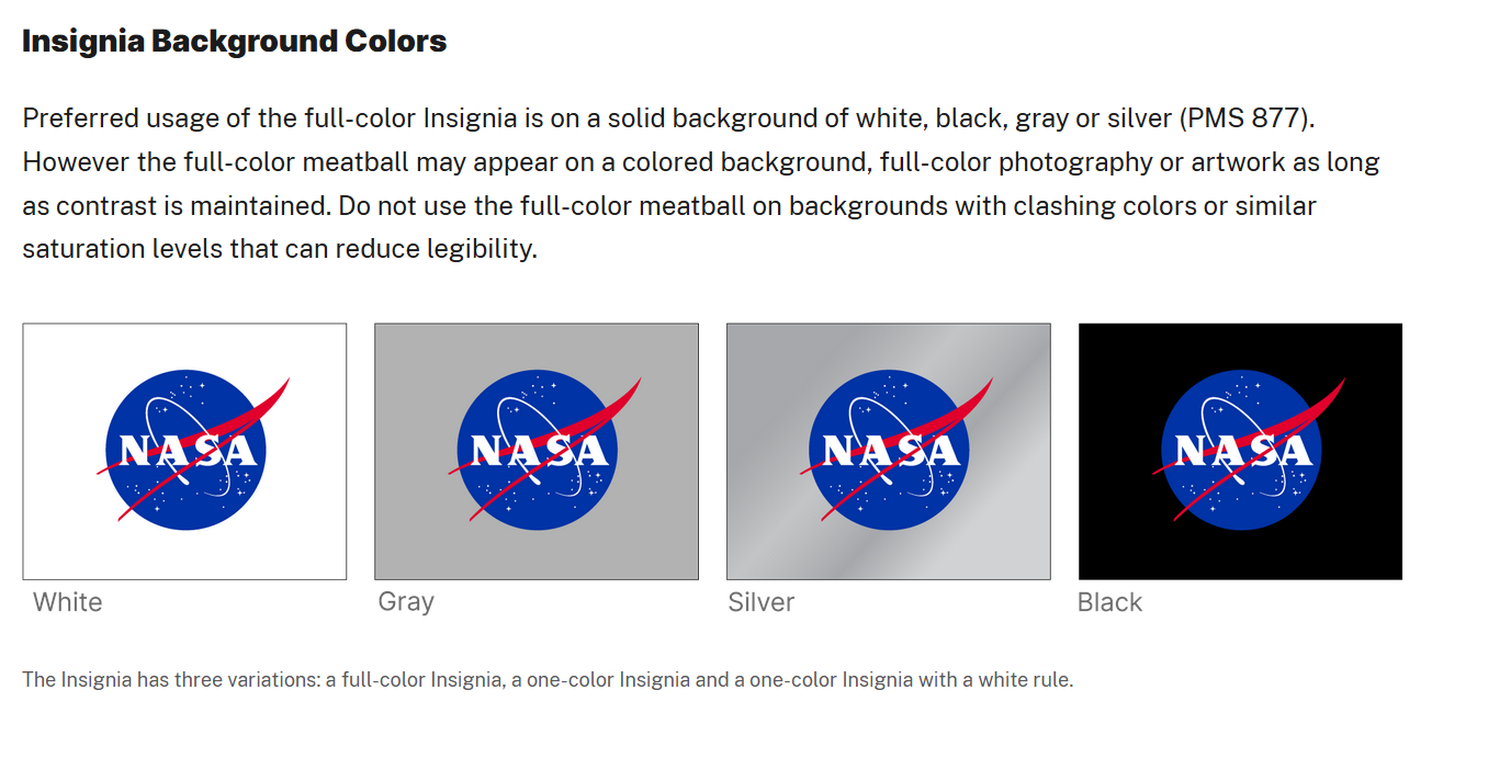 A screenshot of the NASA logo against different backgrounds
