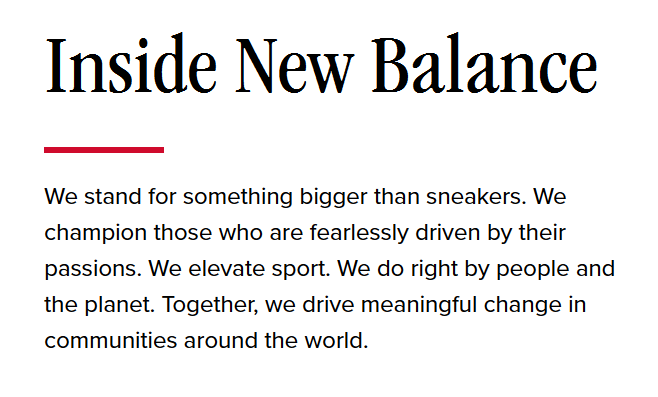 Screenshot of a manifesto for a sneaker brand