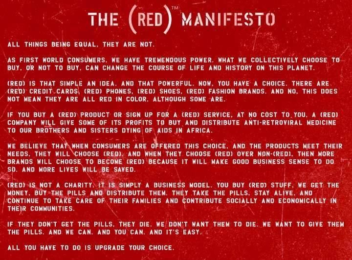 Screenshot of a manifesto for an AIDS organization