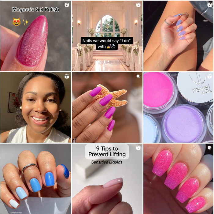 Photos of women’s nails in different colors 