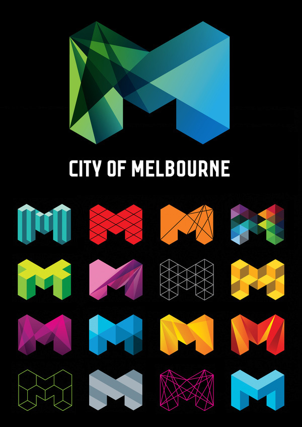 Different iterations of Melbourne’s city logo