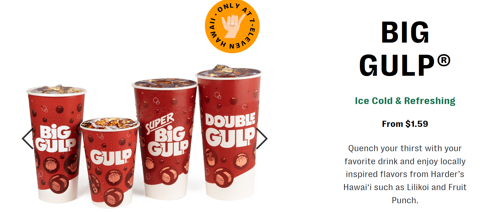 Four cups of soda in different sizes