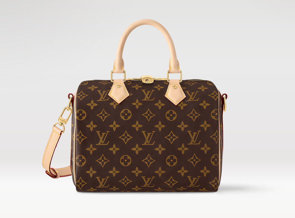 A brown leather handbag
