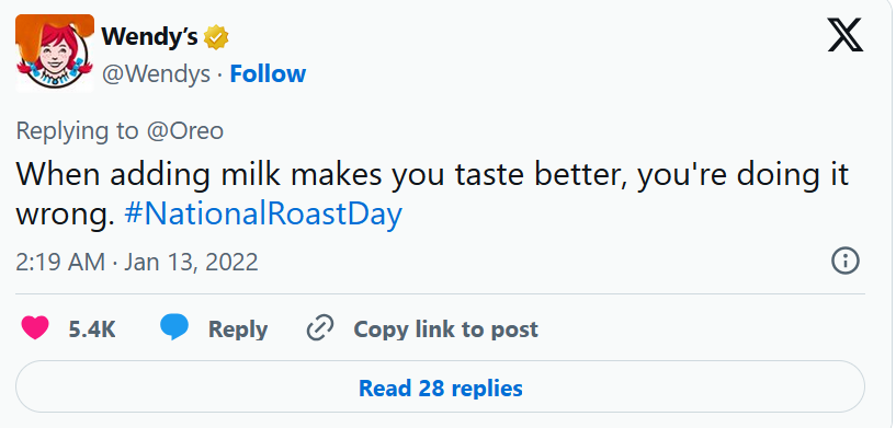 Screenshot of a tweet on X