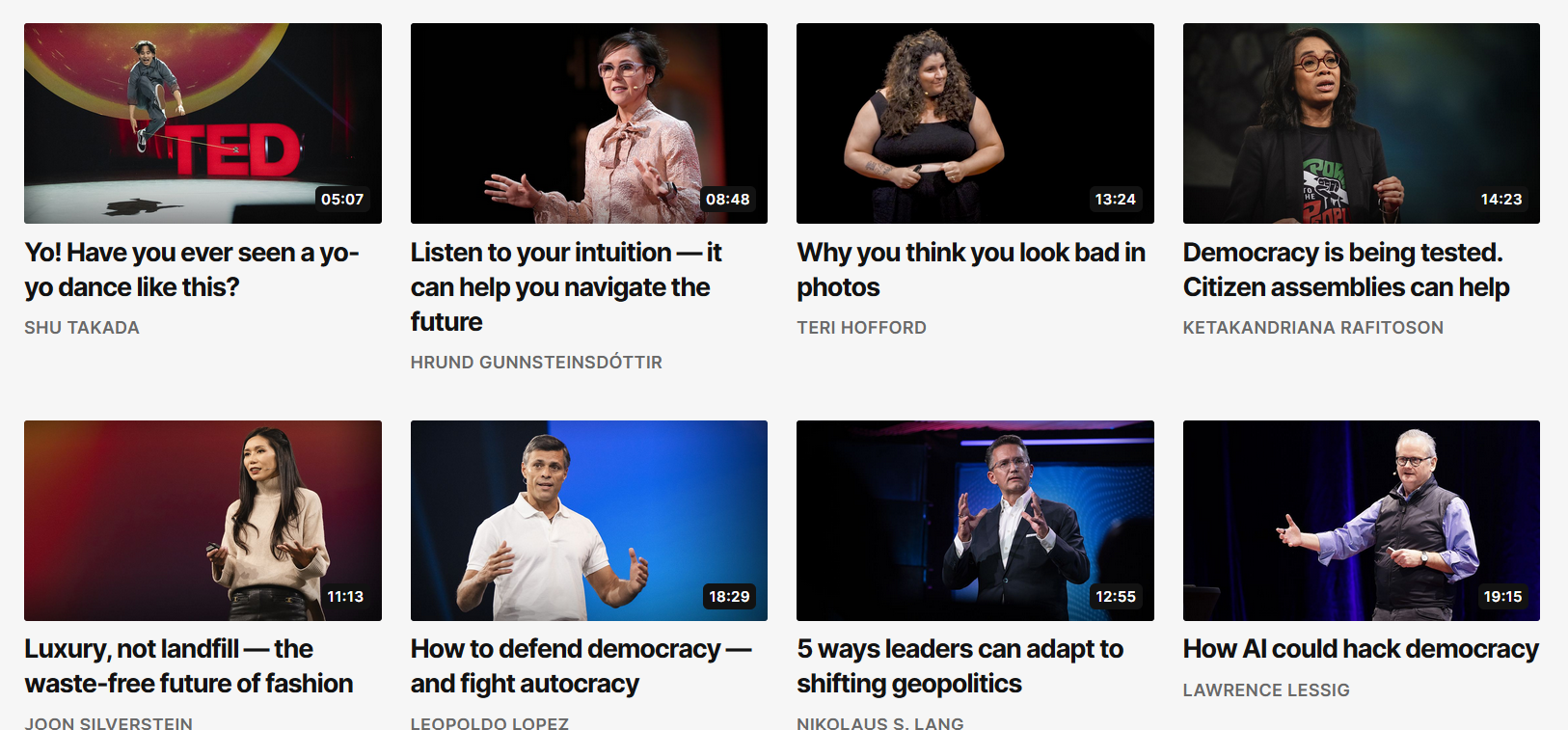 A video gallery of inspirational talks