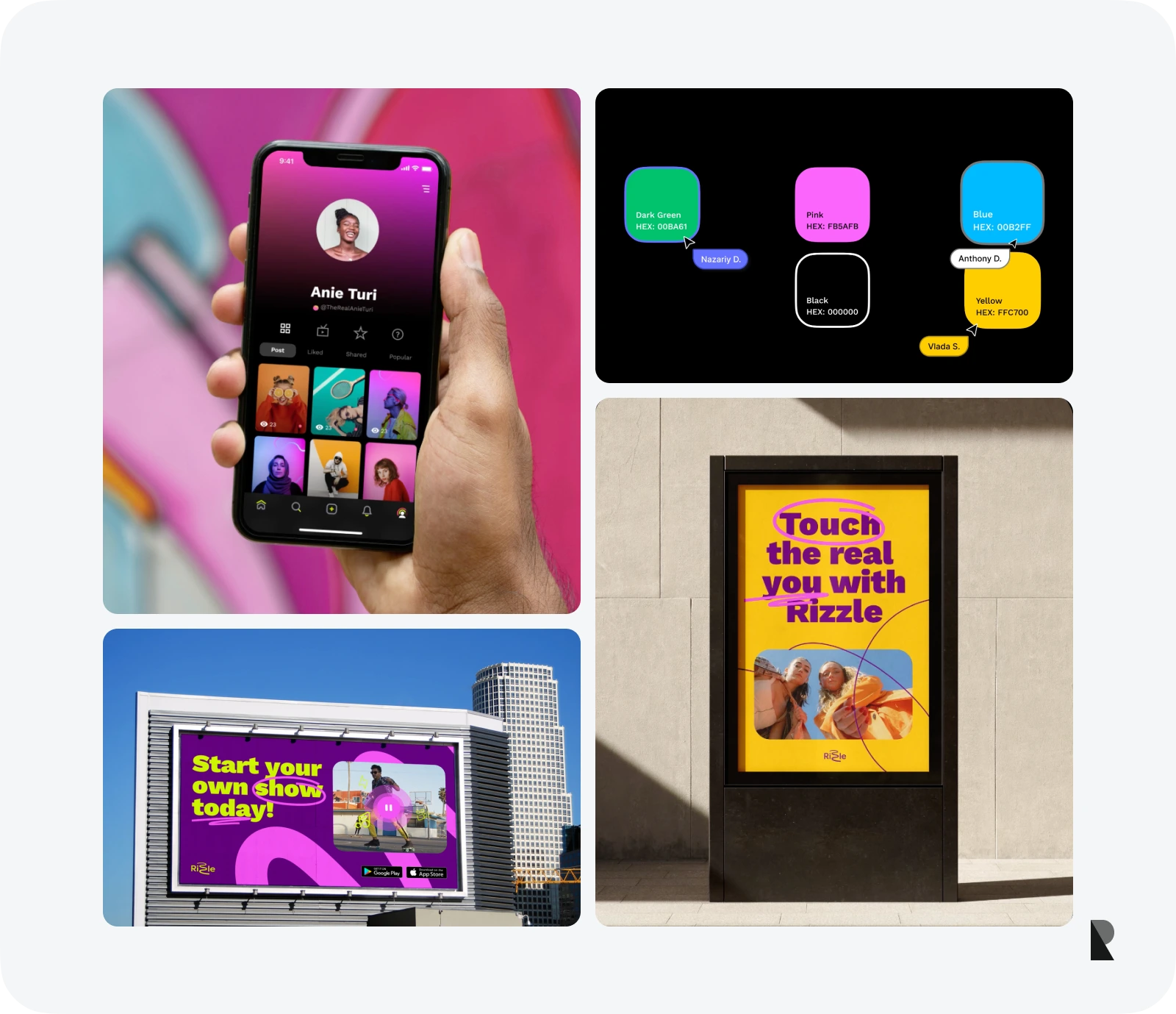 Rizzle SaaS branding example