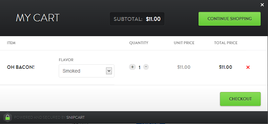 Option price variation cart sample 2
