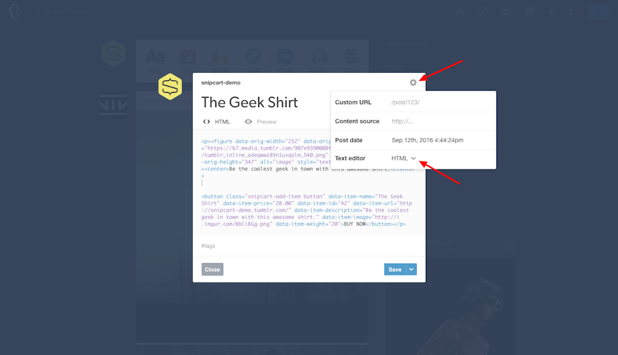 A Tumblr Shopping Cart for REAL Quick E-Commerce! - Snipcart