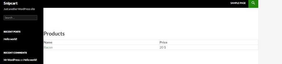 Products listing
