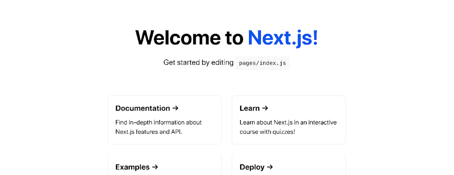 New Next.js project homepage
